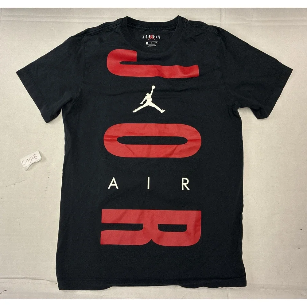 Jordan Air Jumpman‎ Mens Graphic T-Shirt Black Red White Cotton Small